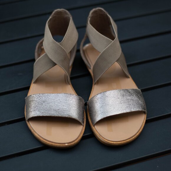 Sorel Ella II Sandals Womens US 8 Strappy Slip On Flats Metallic Ash Brown - Picture 8 of 16